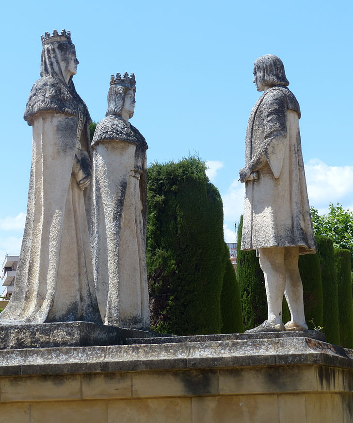 monument of the catholic kings, columbus, isabelle, ferdinand, alcázar de los reyes cristianos, cordoba
