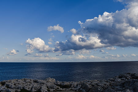 Sea, taivas, pilvet, maisemat, Horizon, Cavo greko, Kypros
