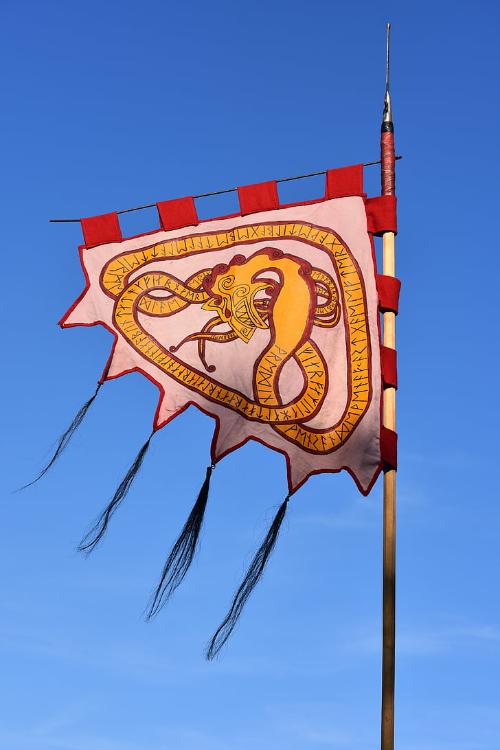 vlajka, banner, symbol, flutter, vzduchu, modrá obloha, mávanie vlajkou