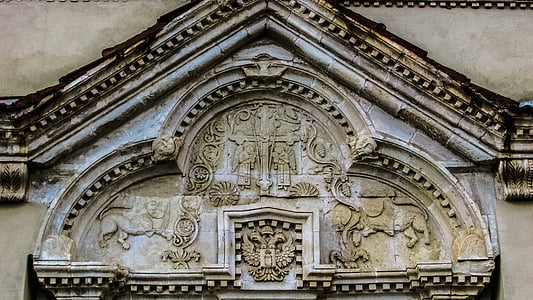 Μαρμάρινο υπέρθυρο, χαραγμένο, παλιά, αρχιτεκτονική, Εκκλησία, ιστορικό, έργα τέχνης