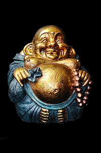 nevetve, szerencsés, Buddha, buddhizmus, szobor, ázsiai, buddhista