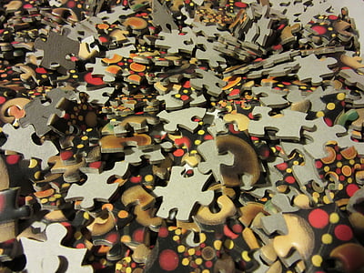 puzzel, Delen, kleurrijke, stukjes van de puzzel, puinhoop, chaos, probleem