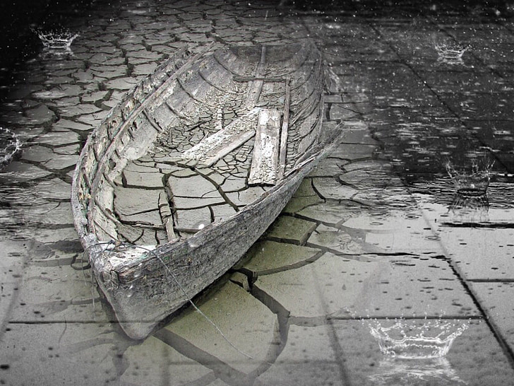 Boot, vihm, ei ole rahul, laeva, vee, dramaatiline, äike