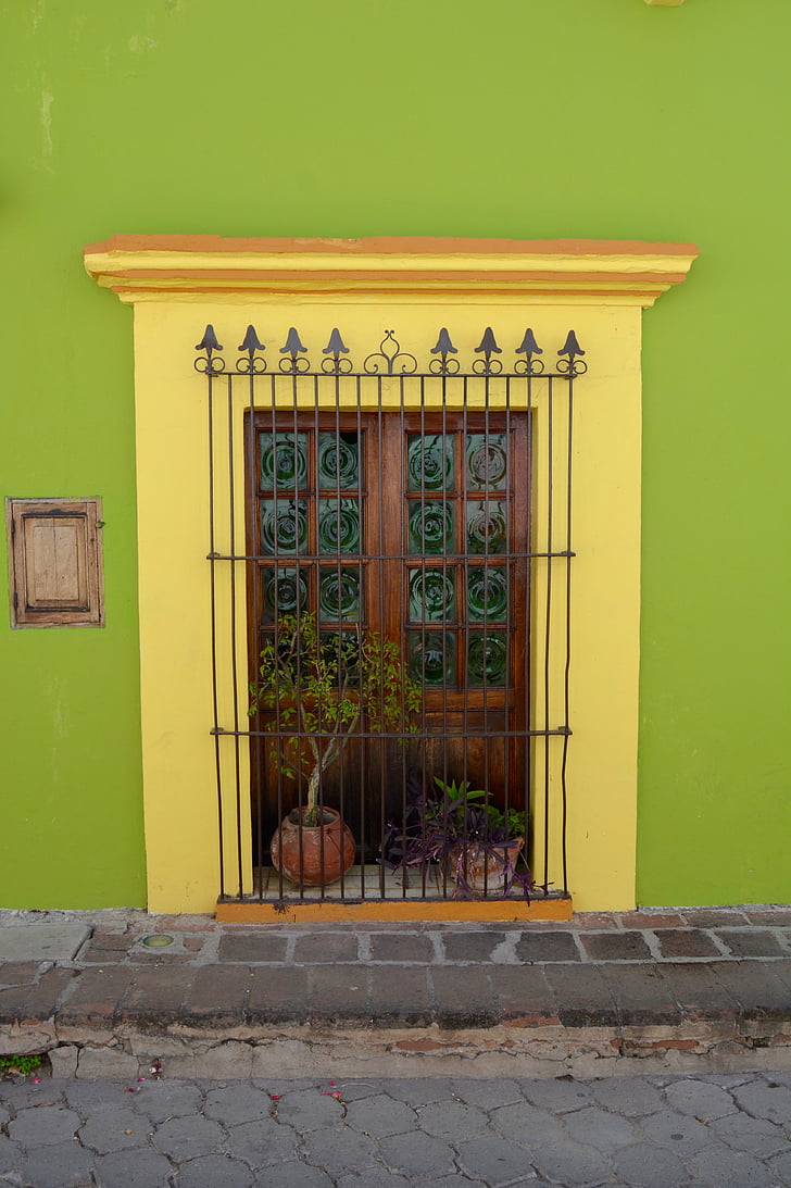 Tür, Colonial, Pappeln, Mexiko, Gitter