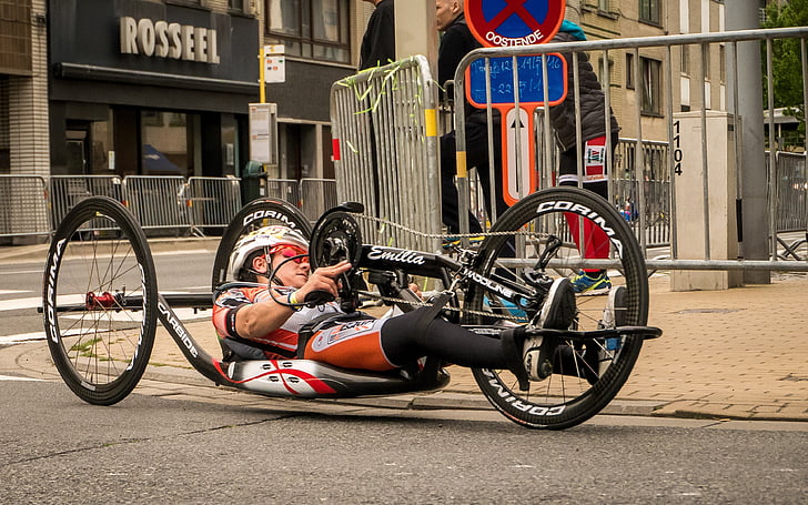 cyclist, handbike, speed, handicap, athlete, bicycle, cycling