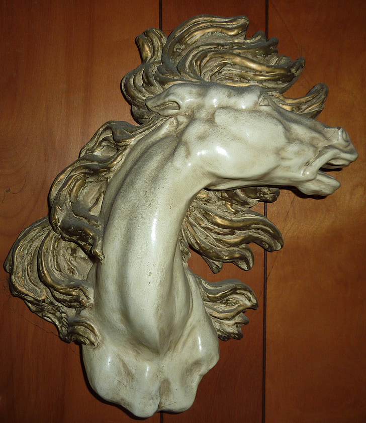 horse, horse head, mane, art, casting, wall hanging, decoration