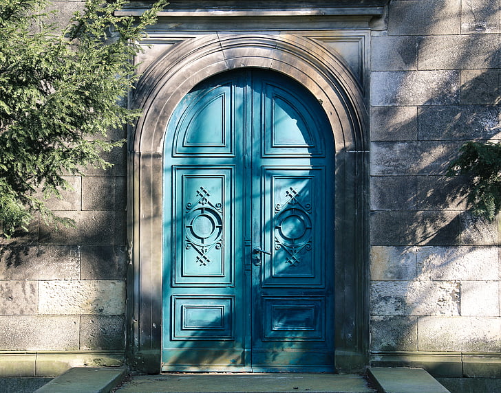 porta, blau, fusta, Portal, arquitectura, entrada, edifici exterior