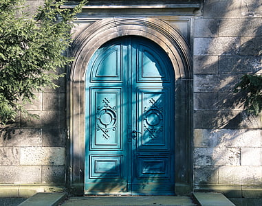 ovi, sininen, puu, portaali, arkkitehtuuri, sisäänkäynti, rakentamiseen ulkoa