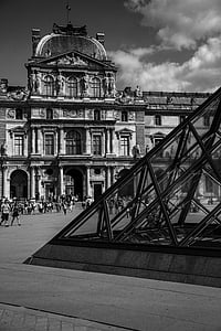Louvre, Museu, Paris, pirâmide, França, Turismo, edifício