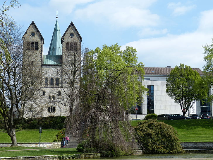 Paderborn, Baixa Saxônia, cidade velha, Historicamente, Igreja, Rhaeto românica, Parque