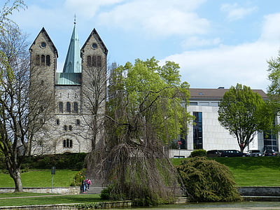 Paderborn, Alam-Saksi, Vanalinn, Ajalooliselt, kirik, retoromaani romaani, Park