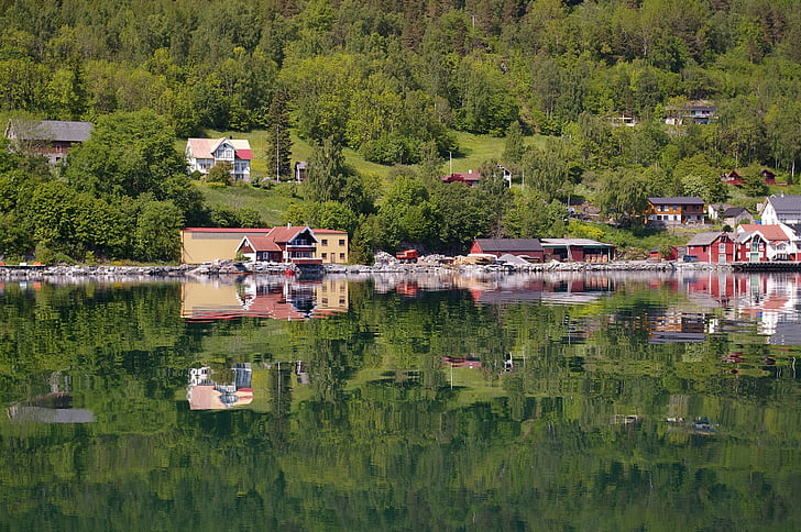 Norwegia, liburan, pemandangan, Fjord, musim panas, mirroring, air