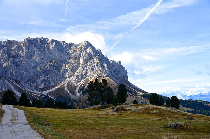 Alpine, dãy núi, Dolomites, peitlerkofel, Rock, đám mây, giải trí