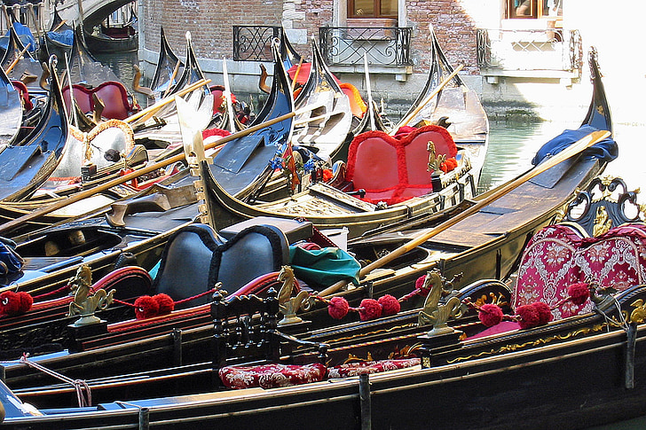 Gondeln, Italien, Venedig, Gondoliere, Kanal, Boote, Kanäle
