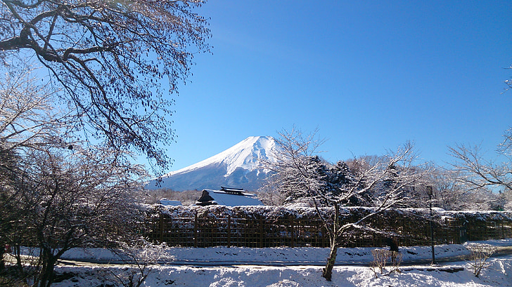 mt fuji, blue sky, mountain, world heritage site, landscape