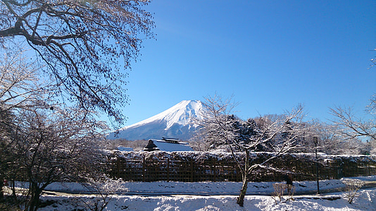 Gunung fuji, langit biru, Gunung, situs warisan dunia, pemandangan