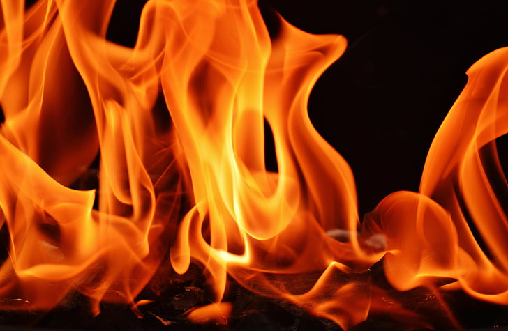 flame, embers, fire, hot, burn, campfire, wood