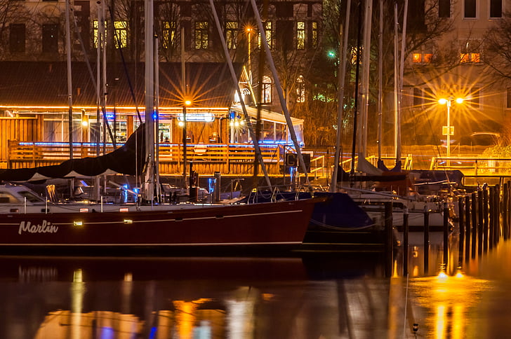 Flensburg, poort, winter, zeilschip, boot, kust, zee