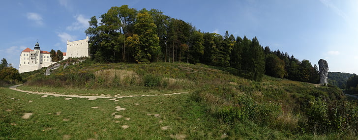 Pieskowa skała castle, Polen, slott, Rock, landskap, Panorama