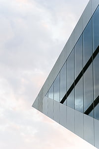 gris, acer, vidre, edifici, cel, arquitectura moderna, moderna