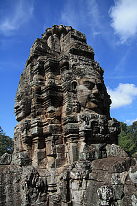 Camboja, Angkor wat, ruínas, Templo de, Festival, céu, floresta