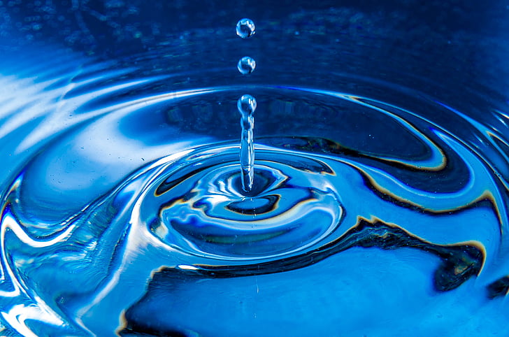 water, drop of water, macro, drip, close, blue, liquid