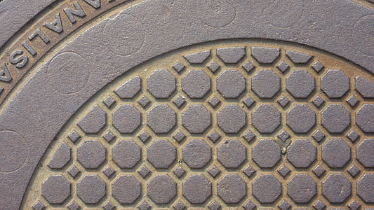 manhole cover, cast iron, octagons, circle, iron, metal, hard