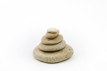 batu-batu, batu, dengan latar belakang putih, Zen, meditasi, ketenangan pikiran, tumpukan