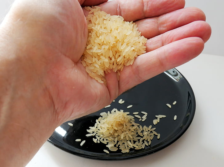 håndfull ris, ris, ris bollen, Asia, mat, ris tallerken, spise