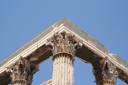 coluna, história, Atenas, pedra, velho, Monumento