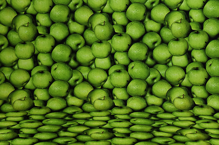 fona attēls, ābolu, augļi, zaļa, tekstila, fons