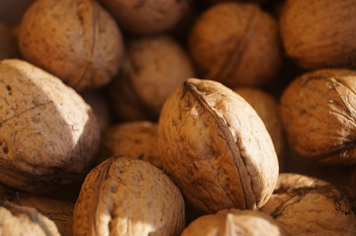 nuts, walnuts, brown, walnut, nut, shell, fruit bowl