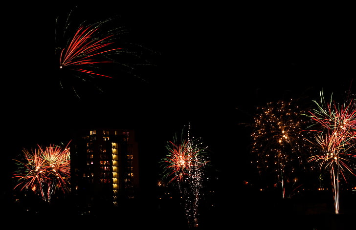 fireworks, display, light show, night, sky, firework display, celebration