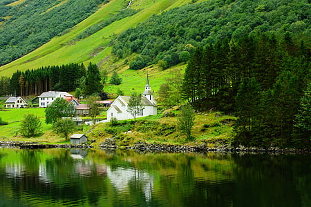 fiord, Norwegia, songne, Nordycka, Natura, Europy, krajobraz