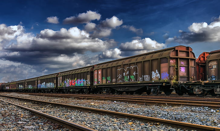 wagon, goods, railway station, freight cars, goods station, track bed, seemed