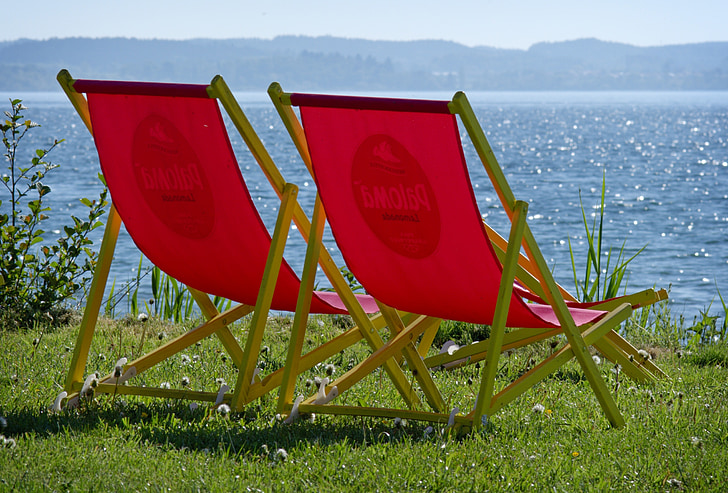 cadeira de praia, água, Lago, férias, recuperação de, Relaxe, natureza