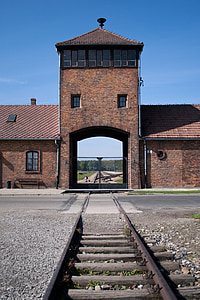 Aušvicas, Birkenau, Holokausto, Lenkija, pastatas, geležinkelio bėgių