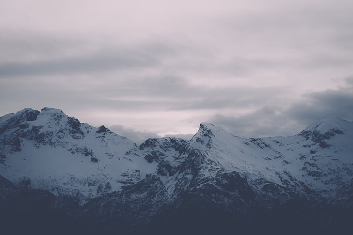 산, 봉우리, 눈, 정상 회담, 스카이, 구름, 흐림