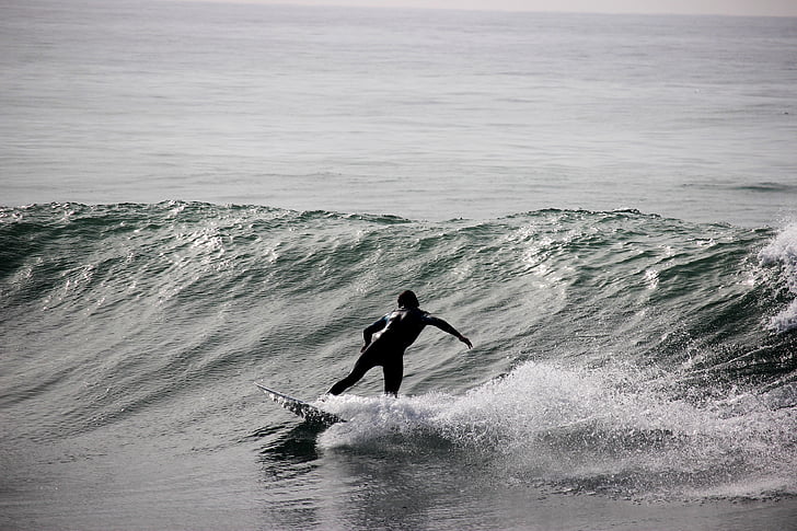 grosse vague, humaine, homme, mer, sport, planche de surf, surfeur