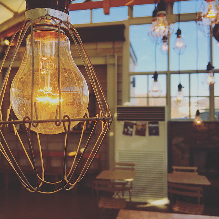 light bulb, interior, cafe, lighting, atmosphere, indoor, warmth