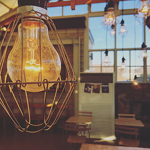 灯泡, 内政, 咖啡厅, 照明, 气氛, 室内, 温暖