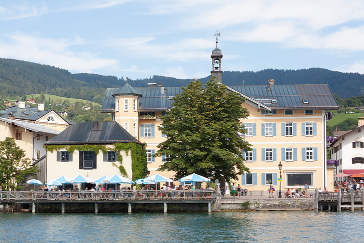 web, đi dạo, Town hall, Tegernsee, nước, Lake, màu xanh