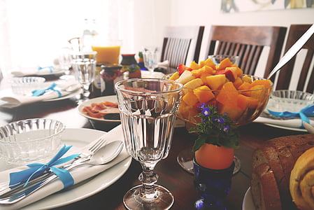 bowl, breakfast, brunch, celebration, chairs, cutlery, decoration