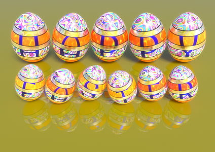 Telur Paskah, Selamat Paskah, påskhälsning, Easter kartu, berturut-turut, kelompok besar objek, multi berwarna