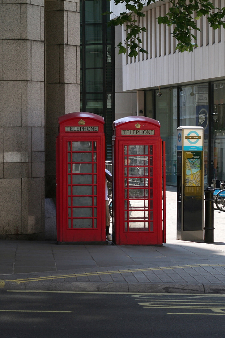 Londres, cabine téléphonique, Historiquement, rouge, ville, l’Angleterre, Britannique