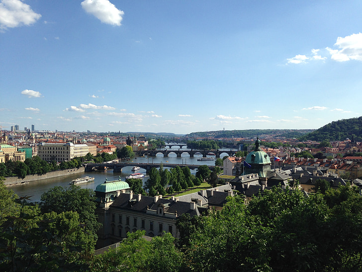 Prague, Vltava, ponts, rivière, ville, paysage urbain, l’Europe