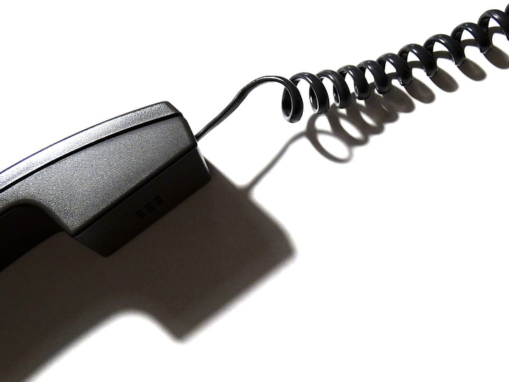 telefon, kommunikasjon, spiral kabel, tilkobling, lys og skygge, enkelt objekt, utstyr