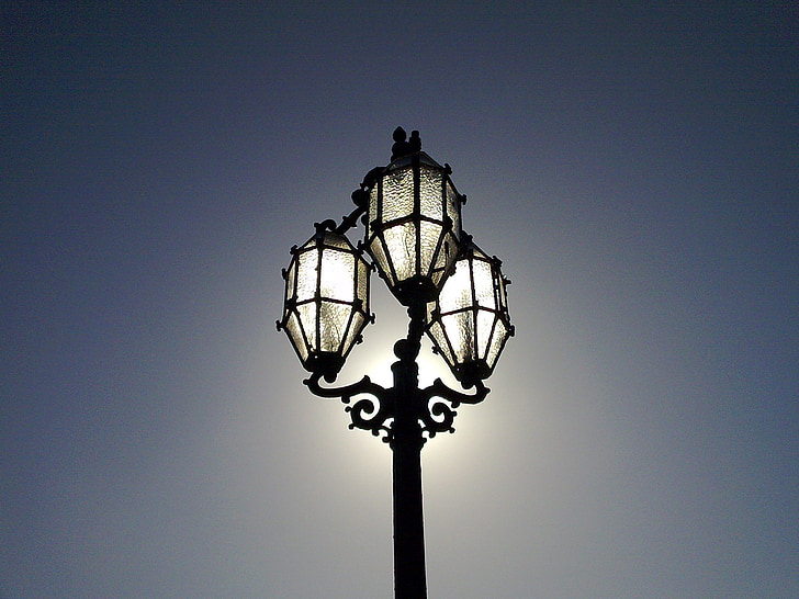 noční, lampa, ulice