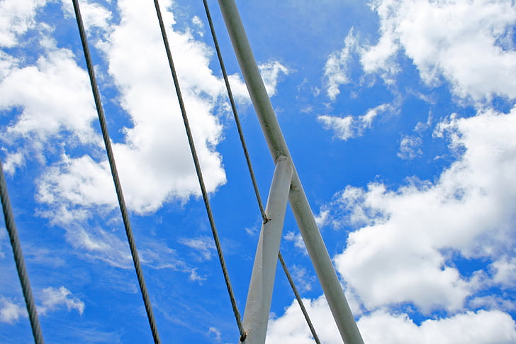 railing of cruise vessel, railing, white, restraint, upper deck, sky, blue