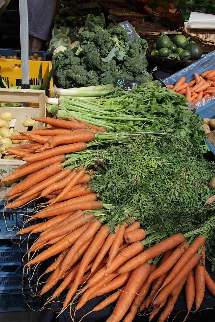 jus de carotte, brocoli, marché
